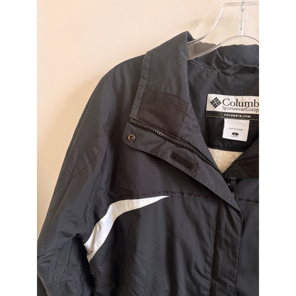 Columbia Sportswear Womens Black Sherpa Lined Winter Jacket White Accents Large - Picture 5 of 7